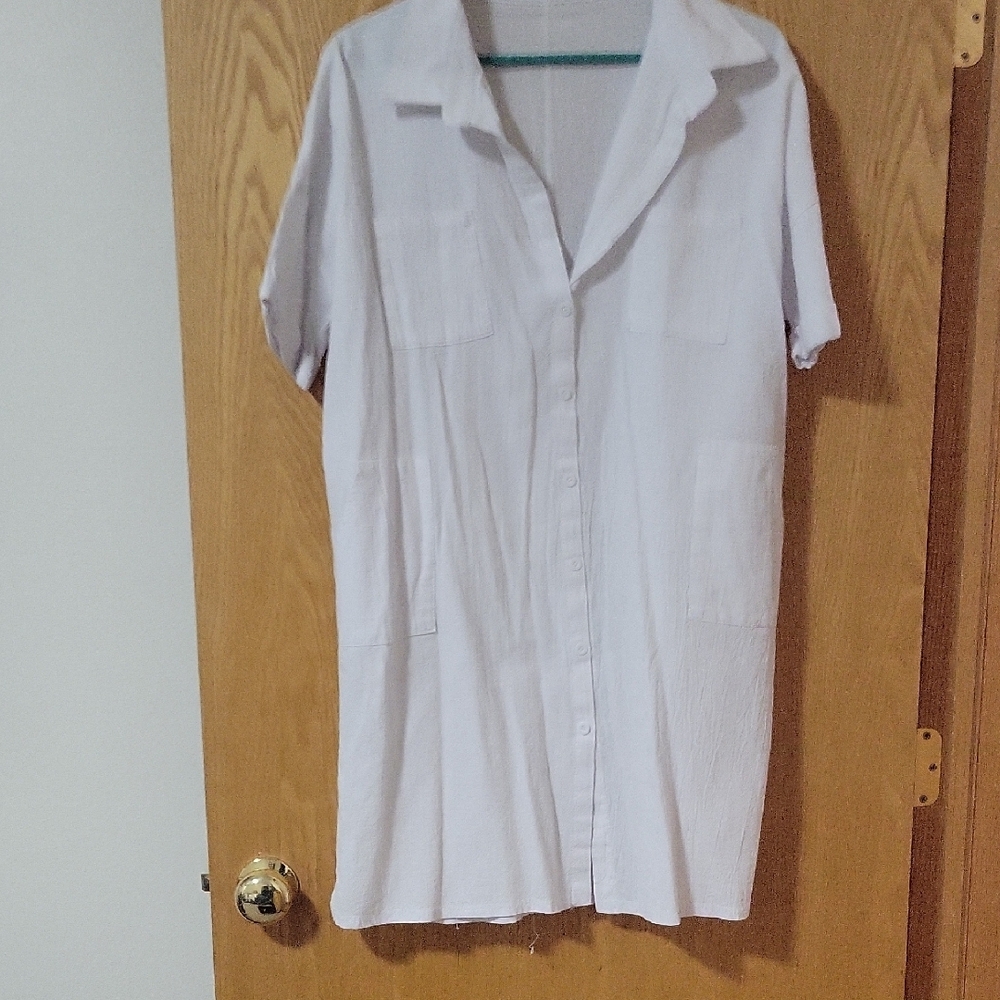 White Button-Up Shirt Dress